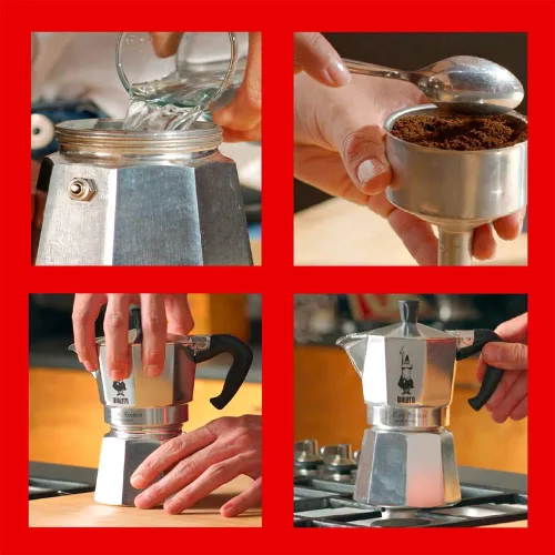 Vista 5 de Bialetti Moka Express Cafetera de espresso con filtro sobre mesada, Plateado