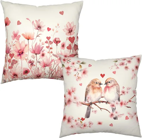 Vista 56 de Juego de 2 fundas de almohada de 16 x 16 pulgadas con diseño patriótico floral y estrellas de la independencia del Día de los Caídos, fundas