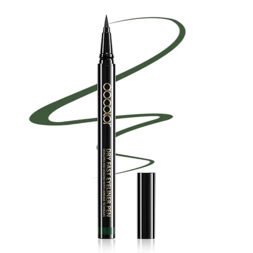 Vista 21 de Docolor - Lápiz delineador de ojos impermeable súper delgado y preciso, delineador líquido negro para todo el día, maquillaje profesional, lápiz
