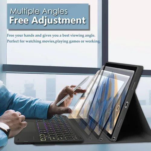 Vista 4 de Funda de teclado retroiluminado con panel táctil para Lenovo Tab P11 2ª generación de 11.5 pulgadas (TB350FU / TB350XU) 2023, teclado inalámbrico