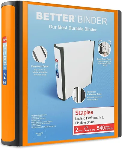 Vista 47 de Carpeta con anillos en forma de "D" de 1 pulgada para mejor visualización Staples, Negro