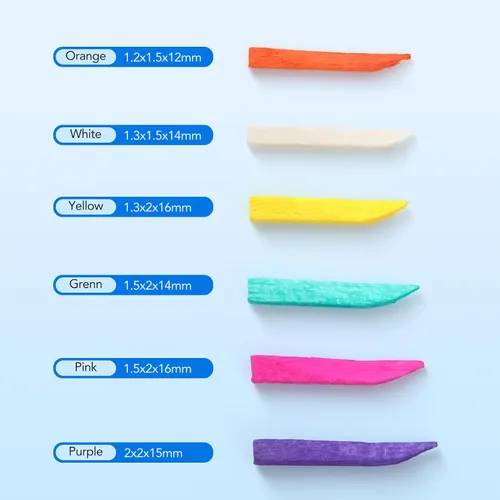 Vista 4 de JMU Cuñas Dentales de Madera, Cuñas Desechables de Madera 1.5x2x14mm, Verdes, 100 Piezas