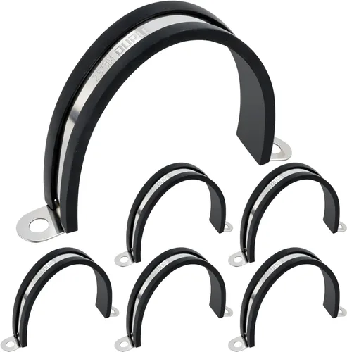 Vista 11 de OURU 12 piezas de abrazadera de tubo de 1 pulgada de acero inoxidable 304, abrazadera de tubo aislada con cojín de goma resistente, abrazadera en U
