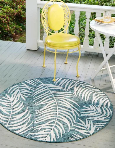 Vista 56 de Unique Loom - Tapete de la colección Outdoor Botanical, diseño de palmera (4.1 pies x 6.1 pies, rectangular, color azul/azul marino)