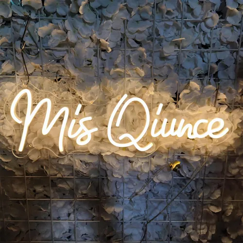 Vista 2 de Letrero de neón de membrillo para decoración de pared, letrero de neón de feliz cumpleaños para pared de dormitorio con interruptor regulable