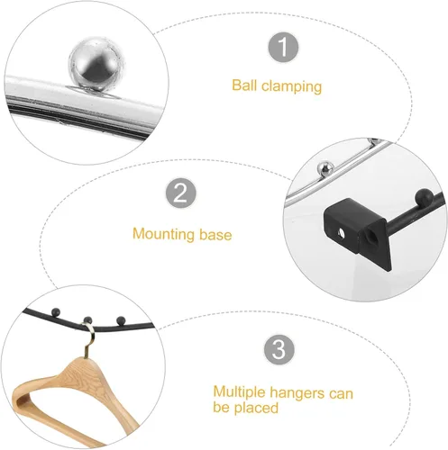 Vista 6 de Zerodeko 2 ganchos de ropa de acero inoxidable para tienda de ropa, perchero para perchero, ganchos para tienda de ropa, colgador de ropa, perchero