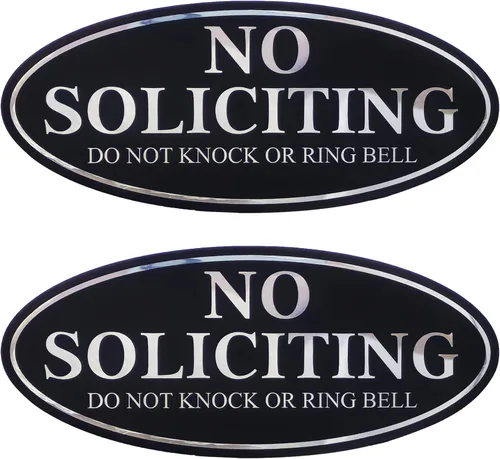 2 piezas de señal de "No Soliciting Do Not Knock Or Ring Bell", 7 x 3 pulgadas - Aluminio - Sin solicitantes No llame al timbre de la puerta de la