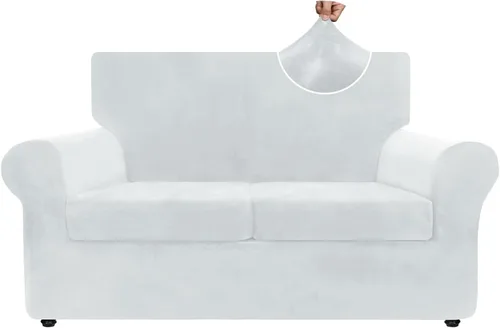 Vista 34 de ZNSAYOTX Fundas elásticas para silla de terciopelo de lujo con brazo, 2 piezas, para sala de estar, funda gruesa y suave, antideslizante, protector