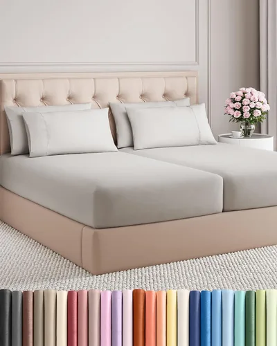 Vista 120 de Juego de sábanas Split King de 7 piezas - Incluye 4 fundas de almohada - Sábanas Split King - Ropa de cama de hotel de lujo suave - Refrescante