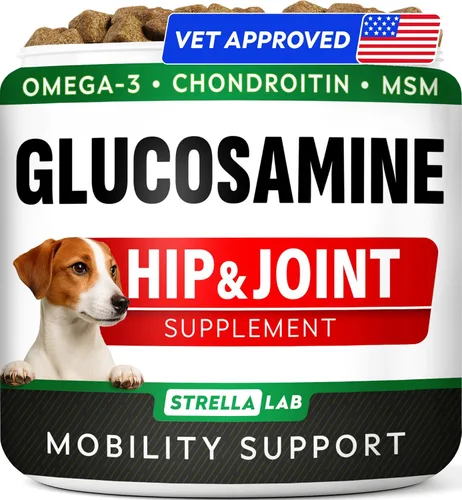 Vista 16 de Glucosamina para perros grandes – Suplemento articular de raza grande con aceite de pescado Omega-3 – Condroitina, MSM – Masticables de movilidad