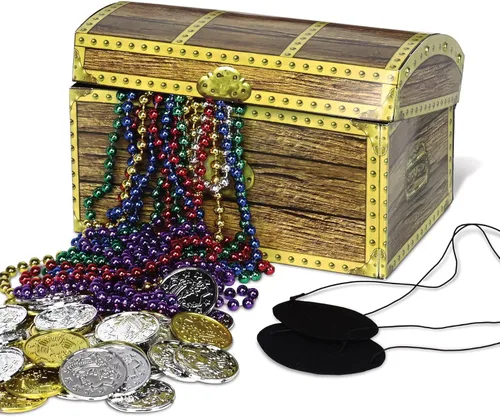 Vista 7 de Beistle - Caja cofre de tesoro. 8 pulgadas por 5-1/2 pulgadas. 50354
