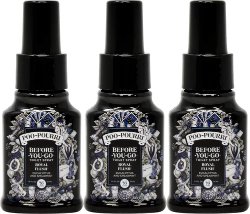 Poo-Pourri Royal Flush Before You Go - Aerosol para inodoro, botella de 1.4 onzas, paquete de 3