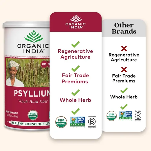 Vista 5 de Organic India Polvo entero de cáscara de psyllium orgánico, vegano