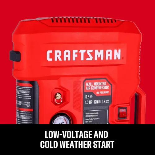 Vista 9 de CRAFTSMAN Compresor de aire de montaje en pared con kit de accesorios de 7 piezas, compresor de aire portátil con manguera de aire retráctil de 30