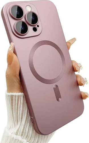 Vista 28 de ankofave Funda magnética para iPhone 15 para mujer, diseño de brillo metálico suave mate con protector de lente de cámara, compatible con Magsafe