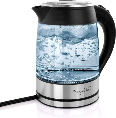 Vista 12 de MegaChef 1.8Lt. Cuerpo de vidrio y hervidor de té eléctrico de acero inoxidable con infusor de té