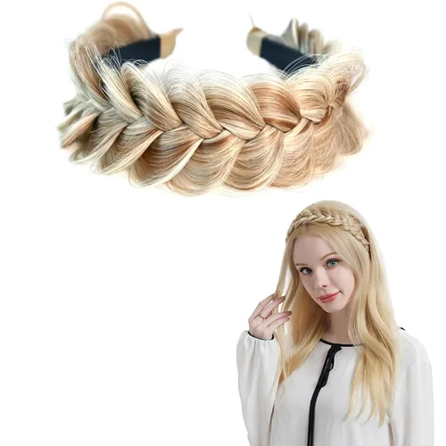 Banda ancha trenzada para el cabello, accesorios para el cabello, banda elástica antideslizante para mujeres y niñas (A1002)