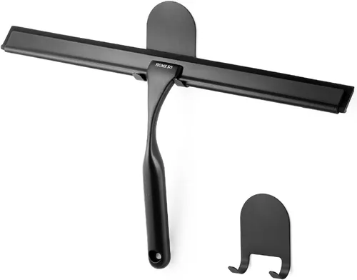 Vista 7 de HOME SO Escobilla de ducha de 12 pulgadas con acabado cromado; escobilla de goma eficaz para ventanas, puertas de ducha de vidrio, parabrisas