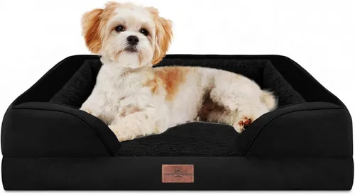 Vista 220 de Comfort Expression Cama ortopédica para perros extra grandes de 45 x 35 pulgadas, cama para mascotas XL de espuma tipo caja de huevos impermeable