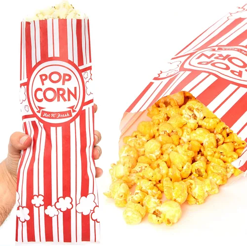 Bolsas de palomitas de maíz a prueba de fugas, resistentes a la grasa, paquete de 25 unidades. Resistente a desgarros, fundas de papel de 2 oz de