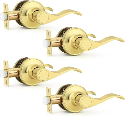 Vista 25 de Probrico Manija de Puerta Negra Palancas de Puerta de Pasaje para Puertas de Armario y Pasillo Estilo Ondulado Manijas de Puerta