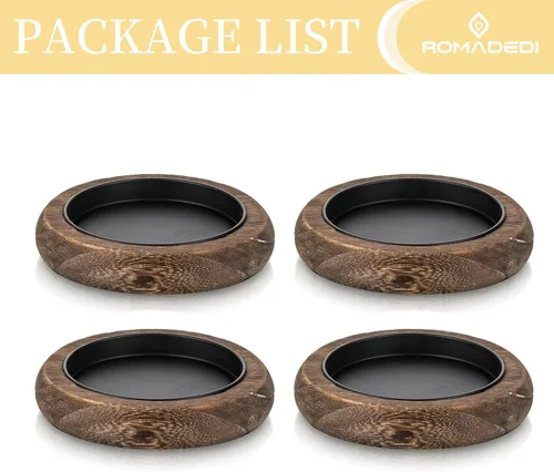 Vista 7 de Romadedi Portavelas de madera para decoración de granja - Juego de 4 portavelas de pilar para centro de mesa, pequeño elevador de bandeja, plato