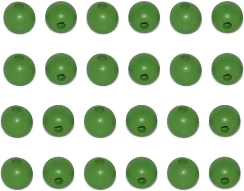 100 cuentas redondas de madera de 0.630 in con agujero de 0.157 in, cuentas de madera verde manzana para proyectos de macramé, guirnalda y