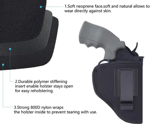 Vista 4 de 2 paquetes de fundas para revólver Derecha Izquierda IWB OWB de extracción rápida Se adapta a la mayoría de los revólveres de marco J/Ruger