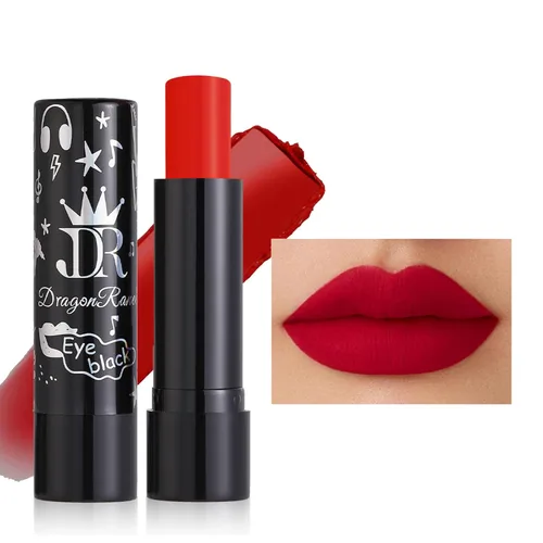 Tubo de lápiz labial rojo mate, a prueba de manchas, de larga duración, mate, aterciopelado, de color intenso y atrevido, lápiz labial mate de alta