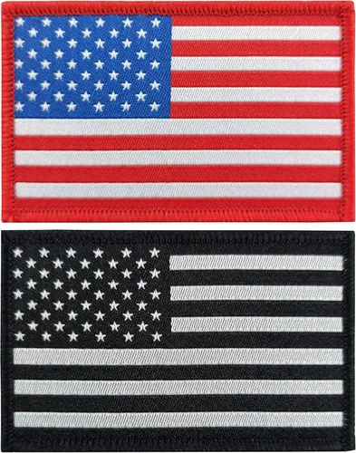 JBCD Paquete de 2 parches de bandera estadounidense, parche táctico de bandera del orgullo para ropa, sombrero, parche militar del equipo