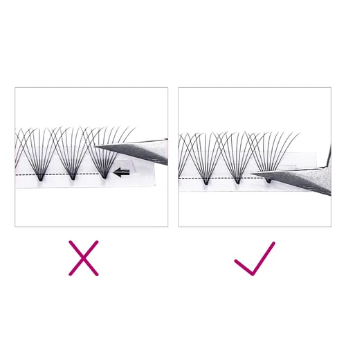Vista 5 de Extensiones de pestañas listas para colocar, con volumen, forma de abanico y punta puntiaguda, extensiones de pestañas prefabricadas con volumen
