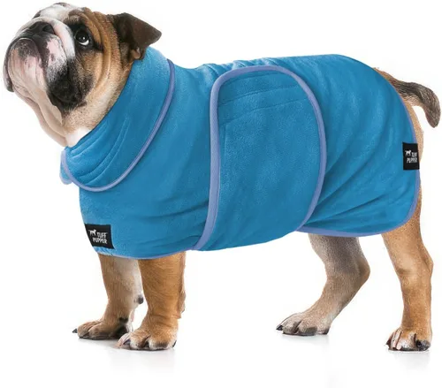 Vista 13 de Tuff Pupper Bata de baño para perro de secado rápido, toalla de felpa de 800 GSM, bata de baño súper absorbente para mascotas y cachorros, capucha