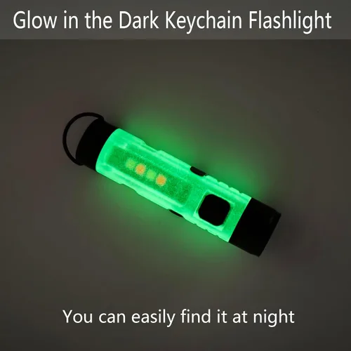 Vista 4 de Linterna de llavero recargable, 300 lúmenes USB C recargable EDC llavero luz, mini linterna LED portátil pequeña con clip de bolsillo