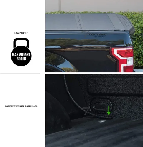 Vista 5 de 7422457917923 Compatible con Frontier 2005-2021 / 2009-2012 Suzuki Equator 6 pies (72 pulgadas) cubierta Tonneau de aluminio duro de 3 pliegues