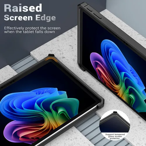 Vista 4 de MoKo Funda para Microsoft Surface Pro de 12 pulgadas 2025, funda protectora resistente todo en uno con soporte trasero para bolígrafo y correa