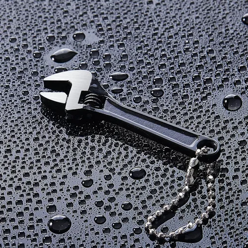 Vista 5 de Chumia Juego de 3 mini llaves ajustables, llave de cadena pequeña, micro llaves, llaves de mano de bolsillo negro, llaves de juguete, herramienta