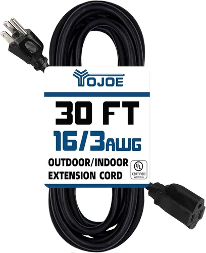 Vista 44 de YOJOE Cable de extensión para interiores y exteriores, calibre 16, SJTW, resistente, 15 pies, color verde, 3 clavijas 13A, resistente a