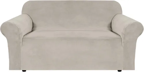 Vista 11 de H.VERSAILTEX Fundas de terciopelo elástico para sofá de dos plazas, fundas para sofá de 2 cojines para sala de estar, fundas deslizables con correas