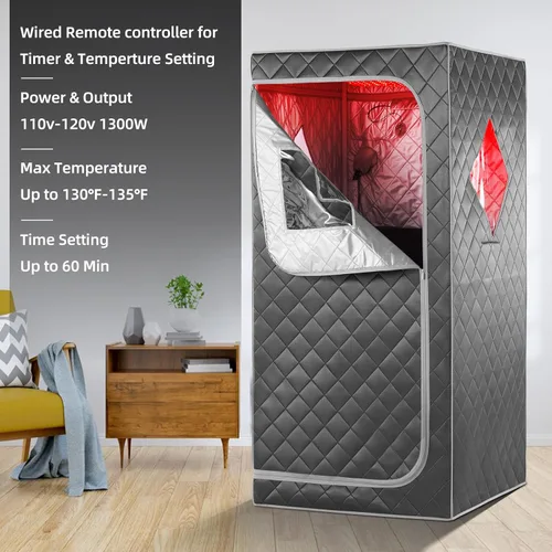 Vista 5 de Sauna infrarroja personal portátil de tamaño completo para el hogar, carpa de spa personal para el hogar con control remoto, almohadilla calefactora