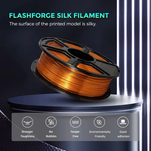 Vista 2 de FLASHFORGE Filamento de impresora 3D, filamento de seda de 0.069 pulgadas, carrete de 2.2 libras, precisión dimensional +/- 0.001 in para impresoras