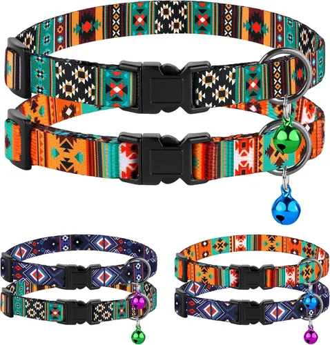 Collar de gato Breakaway 2 piezas de patrón ajustable tribal azteca suroeste de seguridad collares para mascotas para gatos gatitos (Tribal +