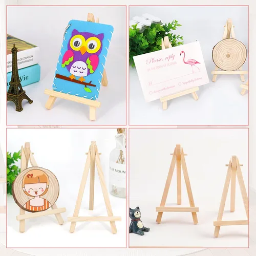 Vista 5 de 60 piezas de mini caballete de 5 pulgadas, mini soporte de lona de madera, caballetes pequeños para pintar, caballetes triangulares, caballetes