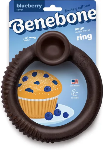 Vista 17 de Benebone Ring - Juguete masticable duradero para perros para masticadores agresivos, edición limitada, sabor arándano, pequeño