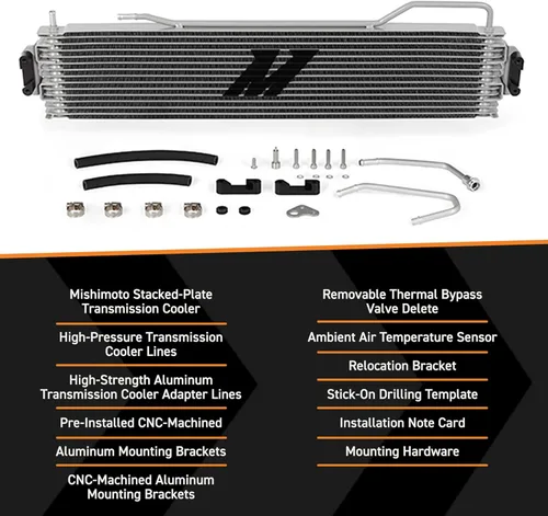 Vista 3 de Mishimoto MMTC-K2-14, enfriador de transmisión, compatible con Chevrolet Silverado, 2014-2018, plateado