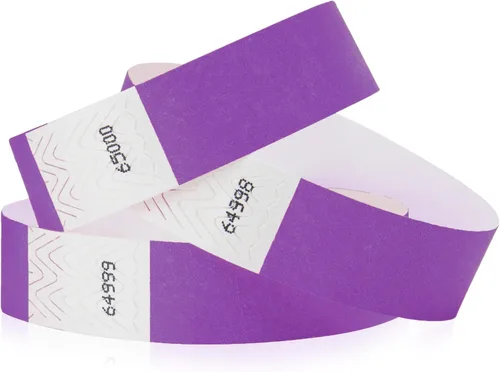 Vista 12 de Paquete variado de 1000 pulseras Wristco de 10 colores Tyvek para eventos, cómodas pulseras de papel resistentes a desgarros, pulseras