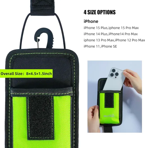 Vista 2 de MELOTOUGH Funda grande para teléfono celular con clip para cinturón para iPhone 16/15/14/13/12 Pro Max, Galaxy S25/S24/S23/S22 Plus y FE, lima