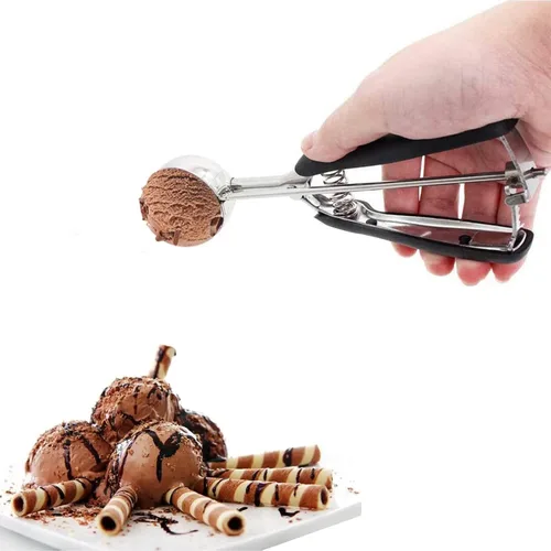 Vista 4 de Cuchara para helado, cuchara para galletas, cucharas grandes para hornear, cuchara de galletas de acero inoxidable 18/8 para hornear, cuchara