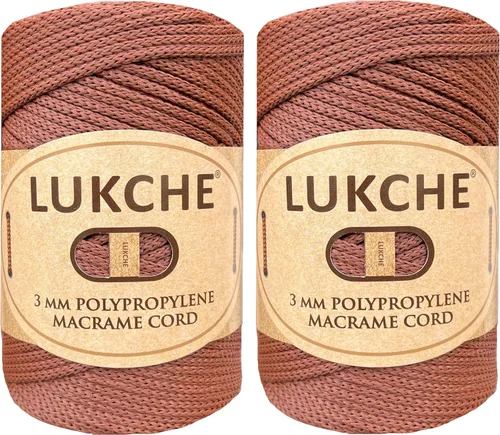 Vista 40 de Cuerda de macramé premium de poliéster de 3 mm, 147 yardas, 8.82 oz, 100% cuerda de macramé de polipropileno, hilo de color para crochet