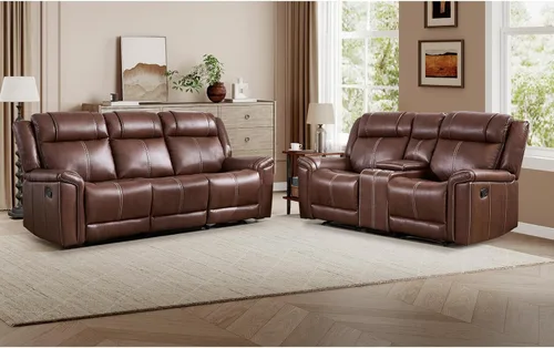 Vista 28 de EBELLO Sofá reclinable de cuero sintético de 3 plazas, sofá reclinable manual, silla de 3 asientos de estilo moderno de mediados de siglo