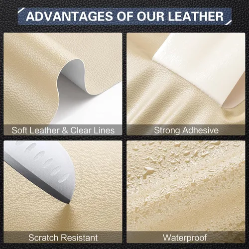 Vista 2 de Kit de reparación de cuero para muebles de 4 x 63 pulgadas, parche de reparación de cinta de cuero autoadhesivo para sofá, kit de parches